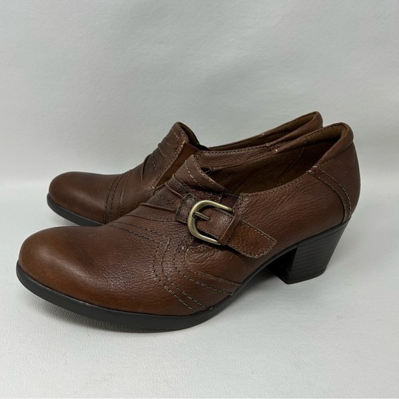 Earth Spirit Gelron 2000 Brown Leather Durango Chunky Heeled Buckle Booties Sz 9 - Picture 1 of 13